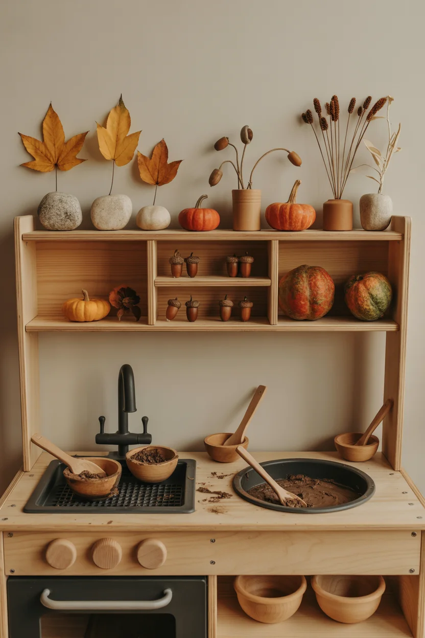 Mud Kitchen with a Seasonal Display Shelf