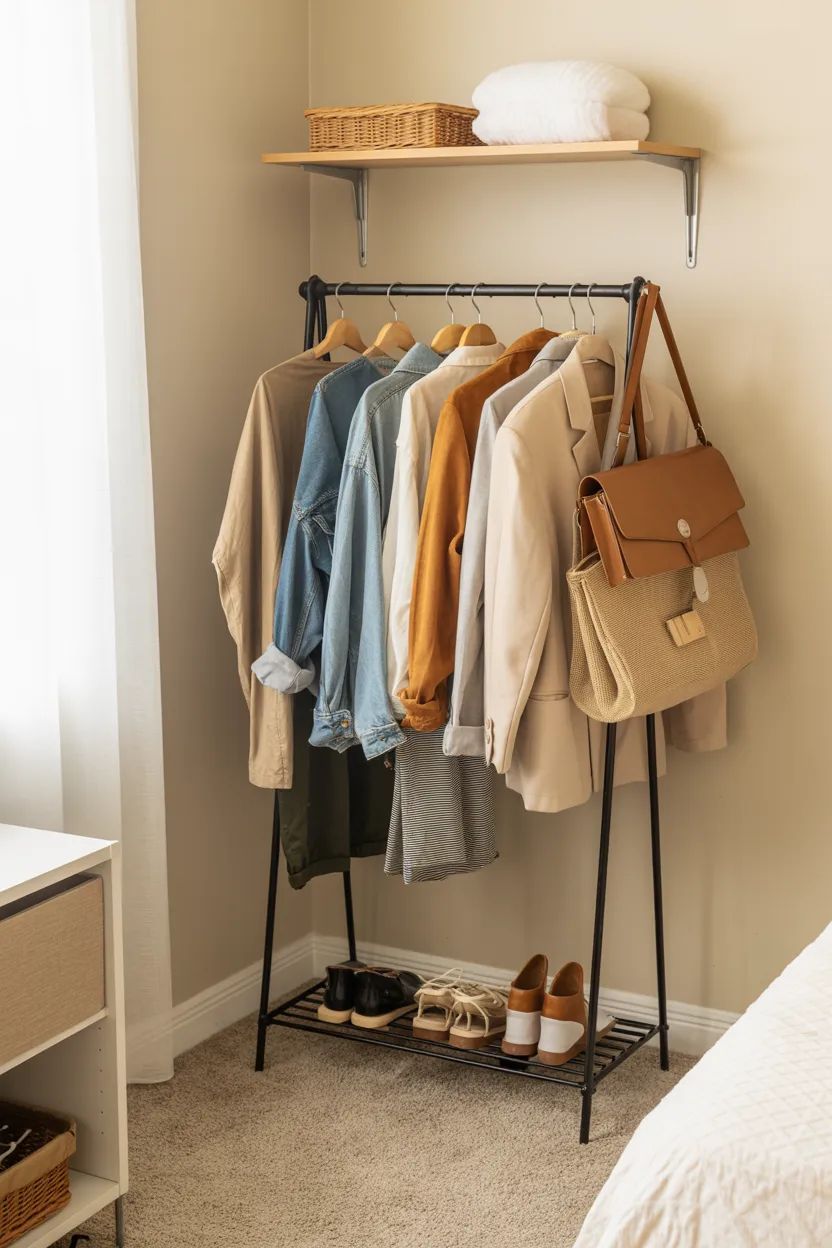 Add a Freestanding Clothing Rack for Extra Wardrobe Space