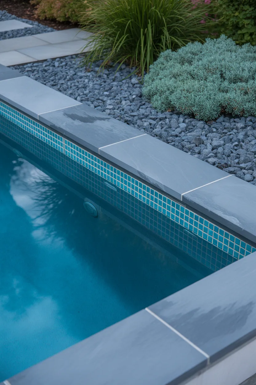 Natural Bluestone Coping With Glass Mosaic Tile