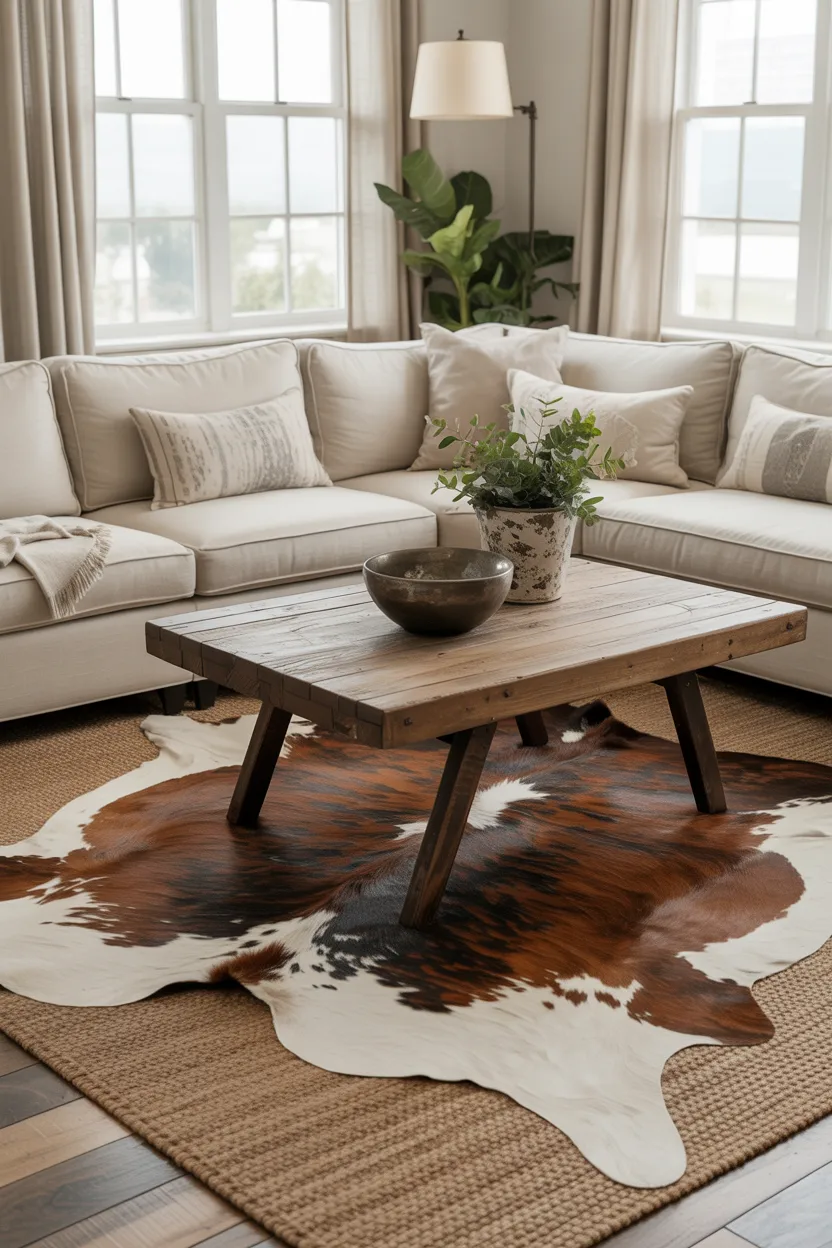 Cowhide or Faux Fur Accent Rug