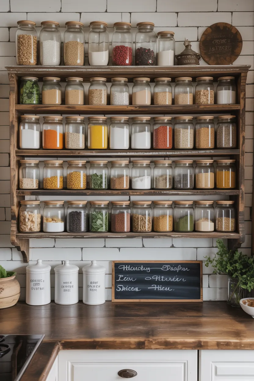 Open Pantry Shelving With Mason Jar Collections