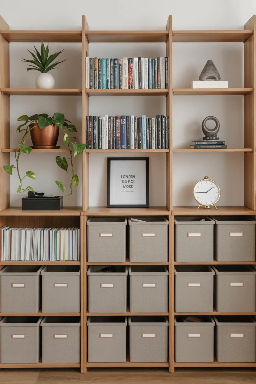 Open Shelf Styling in a Home Office Setting