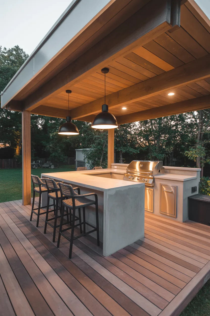 Outdoor Kitchen Deck With Integrated Island
