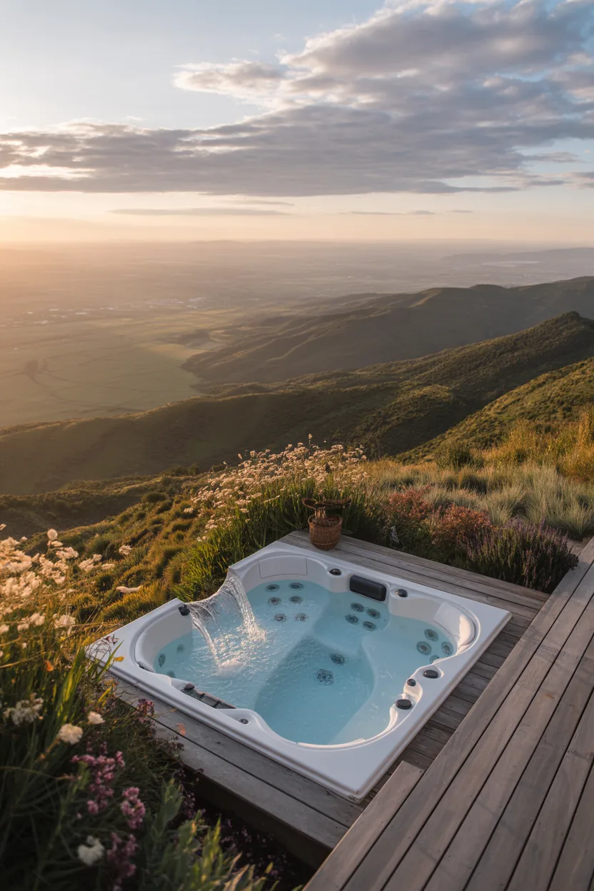 Overflow Jacuzzi on a Hillside Garden