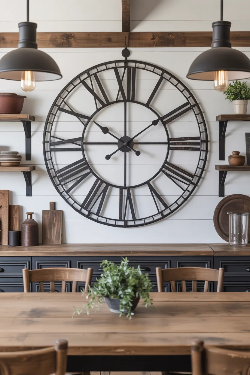 Oversized Farmhouse Kitchen Clock as a Wall Feature