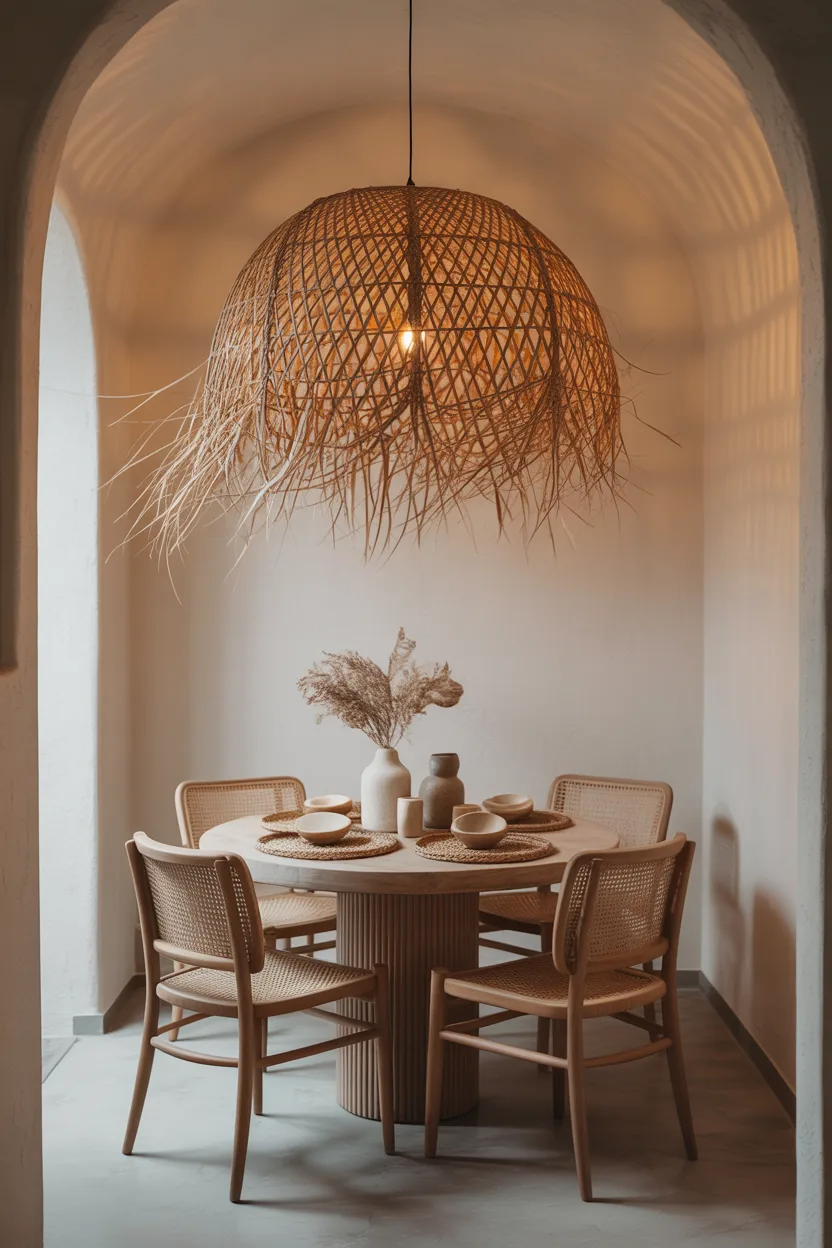 Pendant Light as a Focal Point in a Small Dining Room