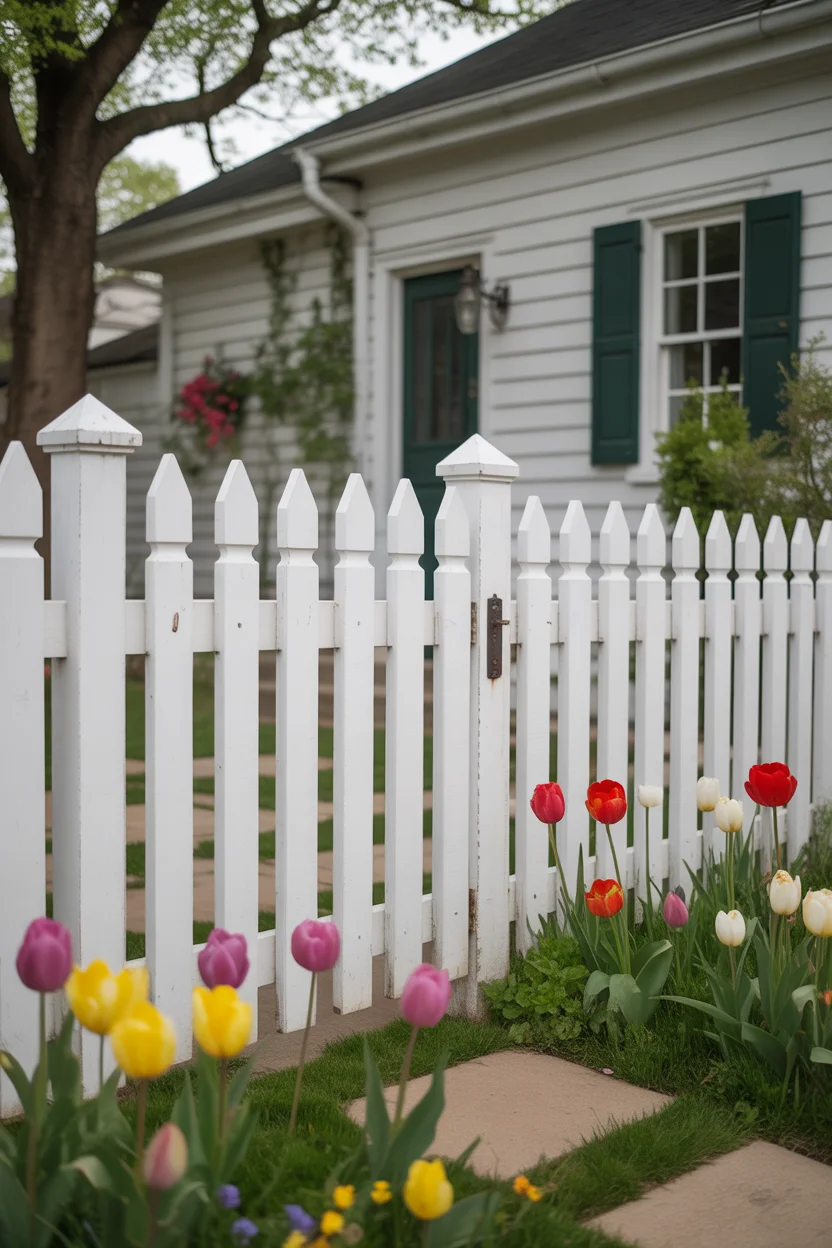 Pine Picket Fence with Charm