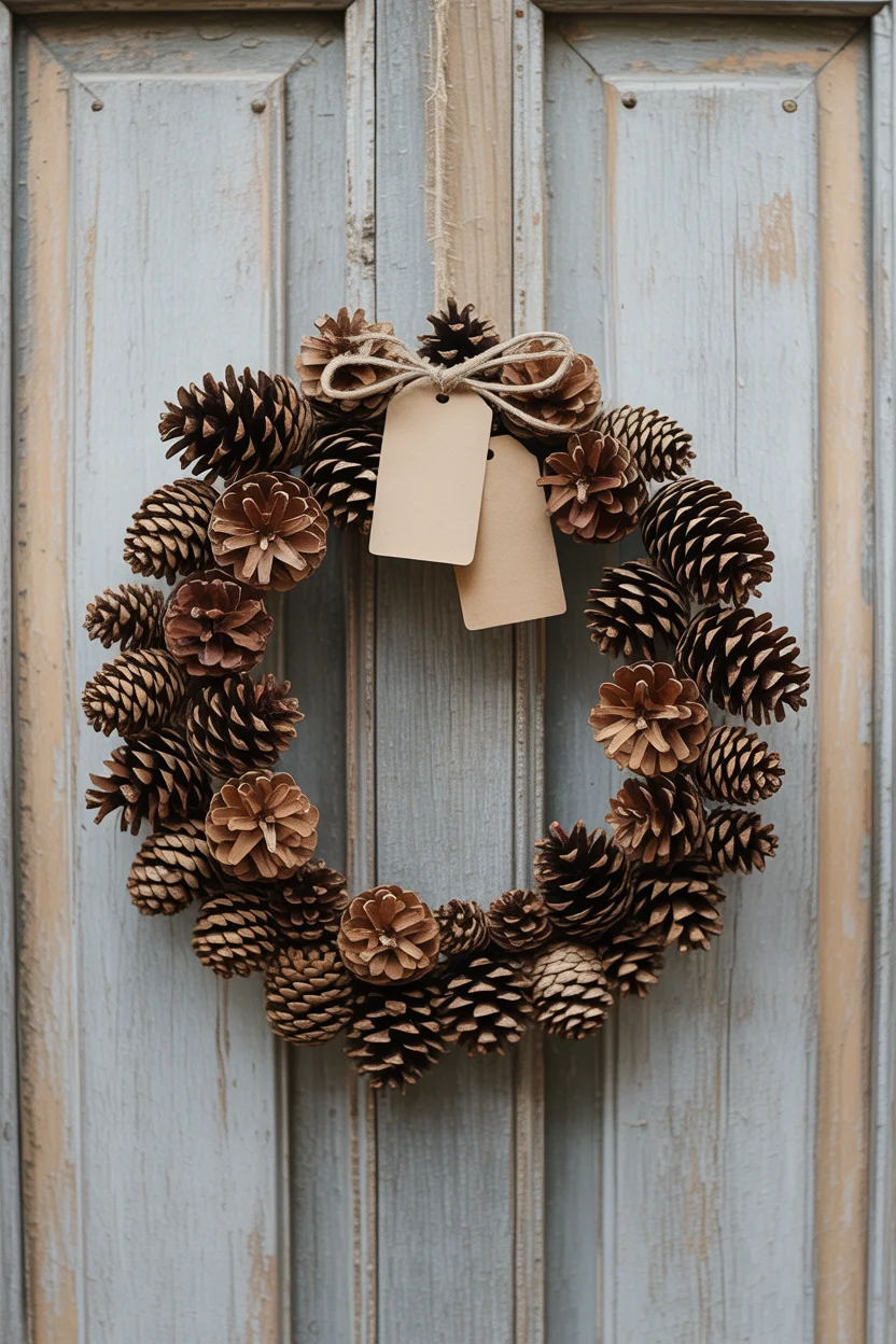 Pinecone and Kraft Paper Wreath