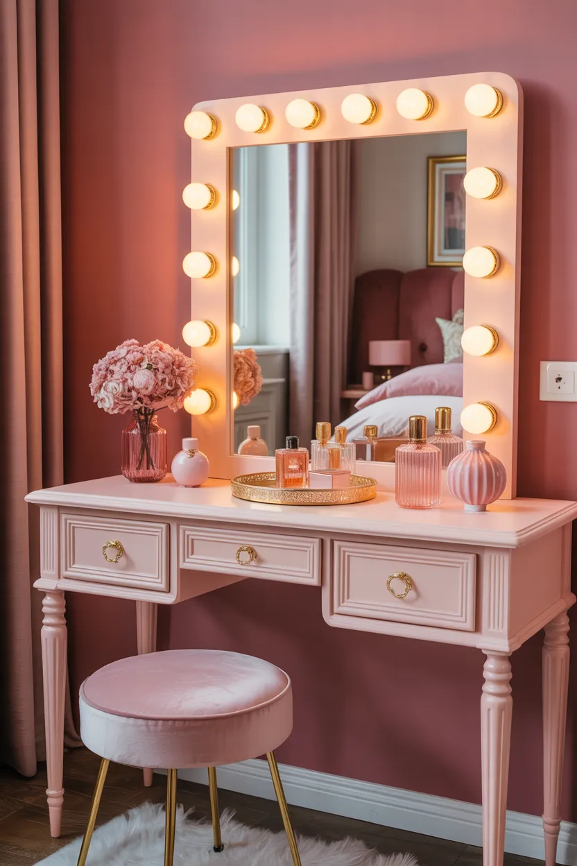  Pink and Gold Glam Vanity