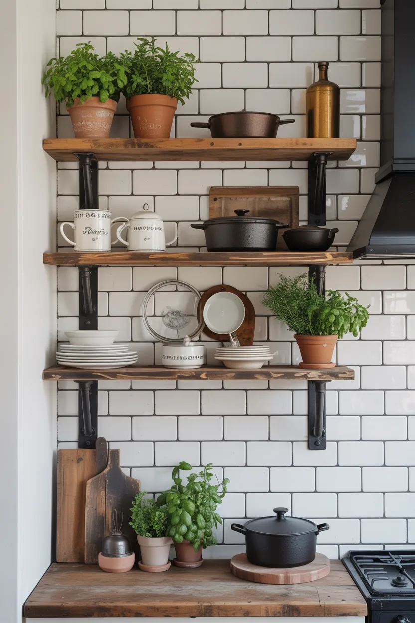  Pipe Shelving in the Kitchen for Raw Charm