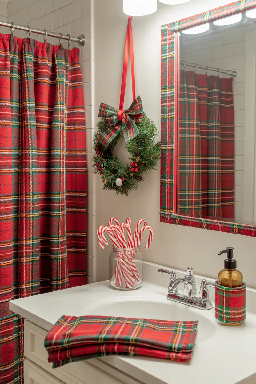 Plaid Christmas Bathroom Refresh