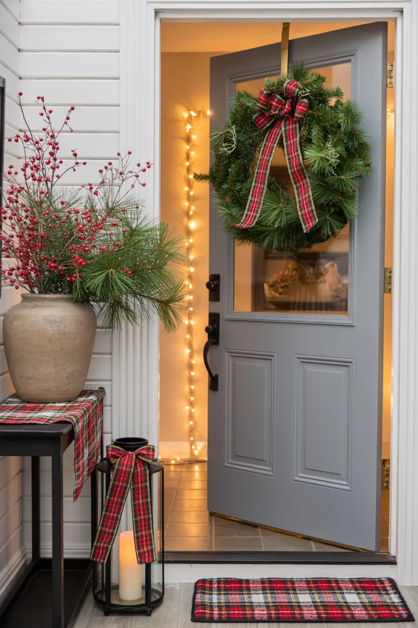  Plaid Christmas Entryway With Welcoming Details