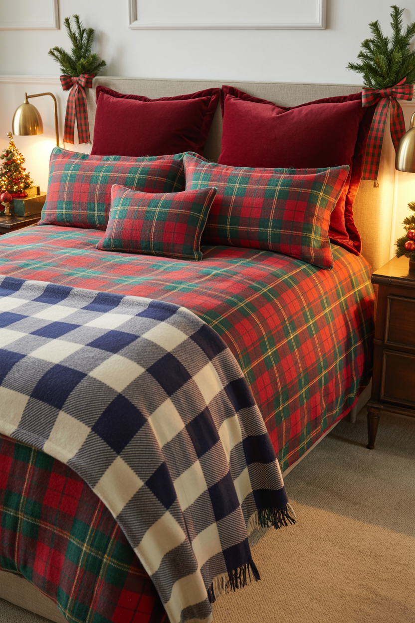 Plaid Flannel Bedding for Christmas Bedroom