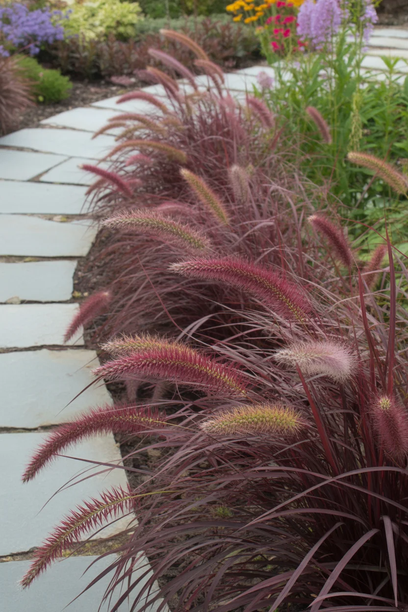 Purple Fountain Grass Border
