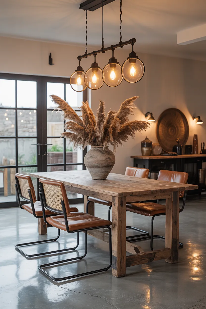 Raw Concrete Floor With Farmhouse Furniture