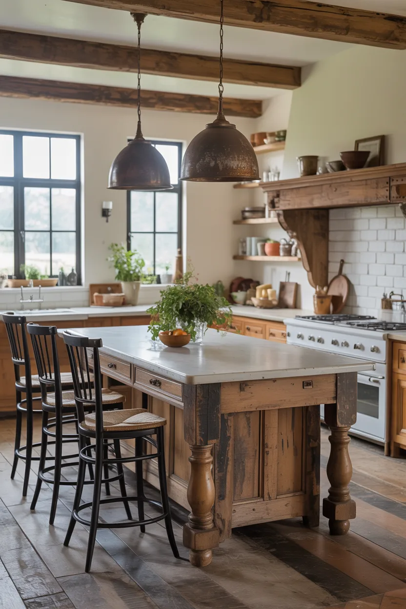 Reclaimed Wood Kitchen Island as the Heart of the Home