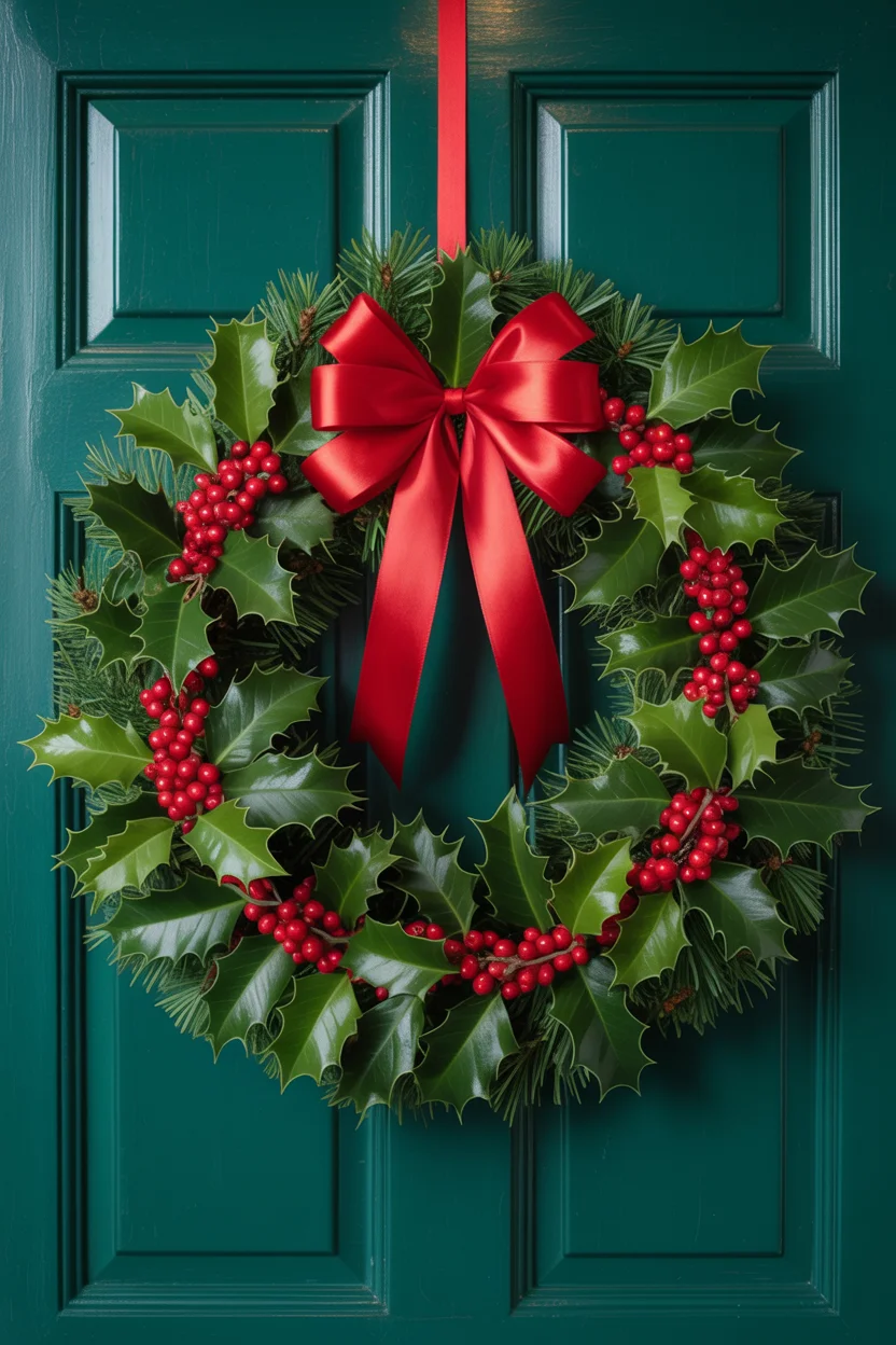  Red Berry and Holly Classic Wreath
