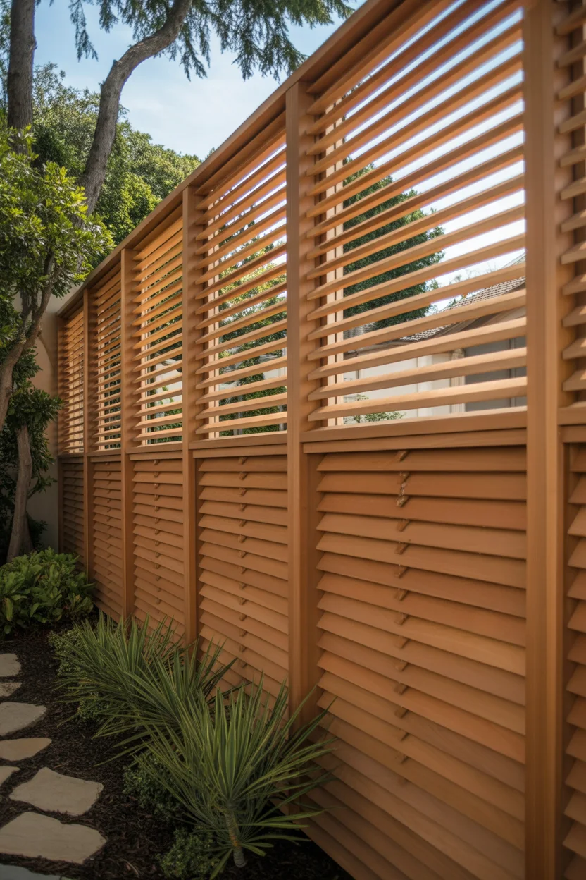 Redwood Louvered Privacy Screen