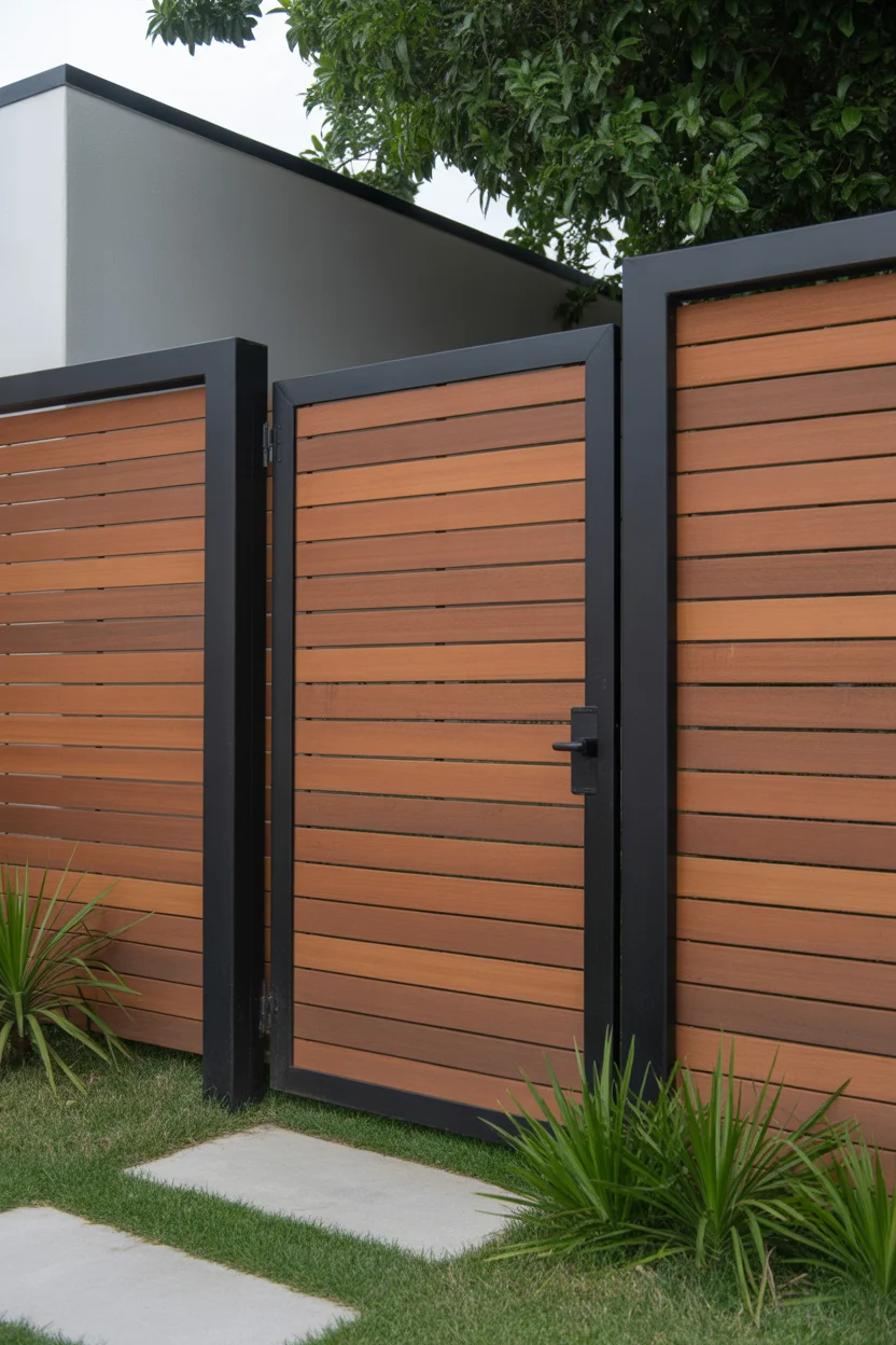 Redwood with Black Metal Accents