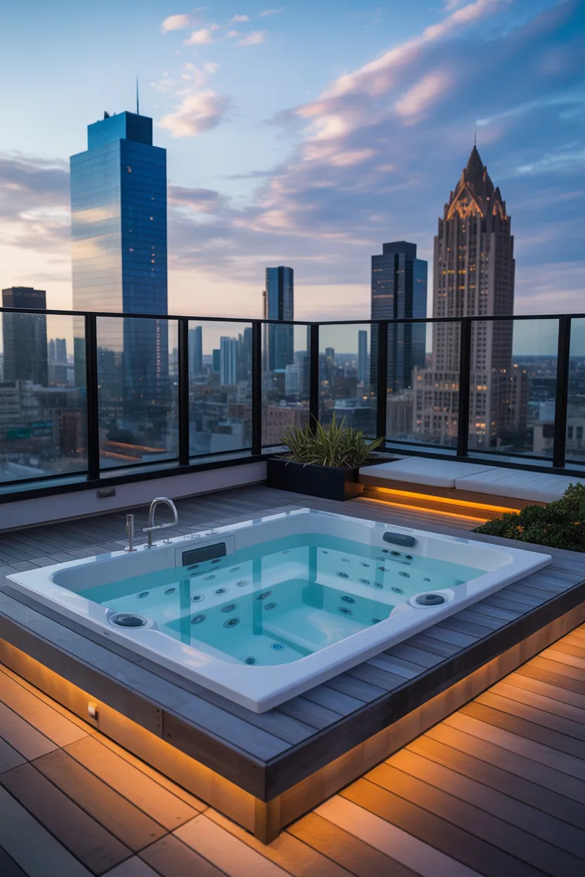  Rooftop Jacuzzi With City Skyline Views