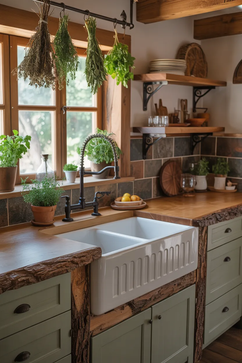 Rustic Wood Surround Farmhouse Sink for Country Character