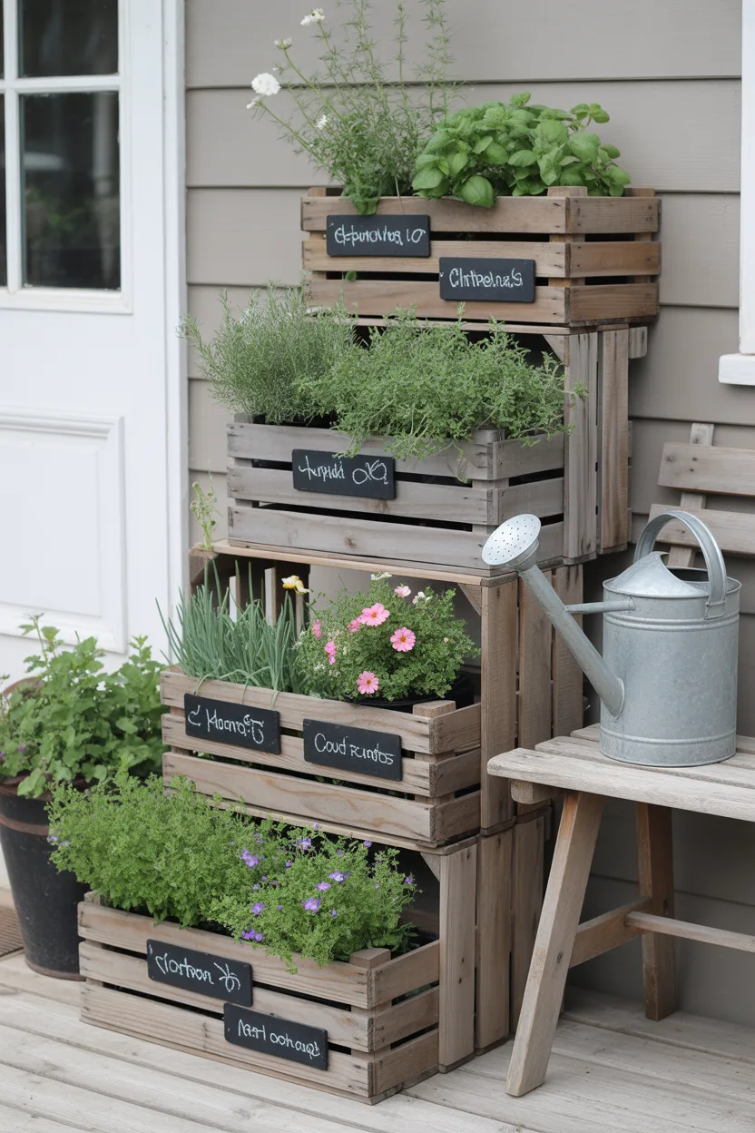 Rustic Wooden Crate Planter