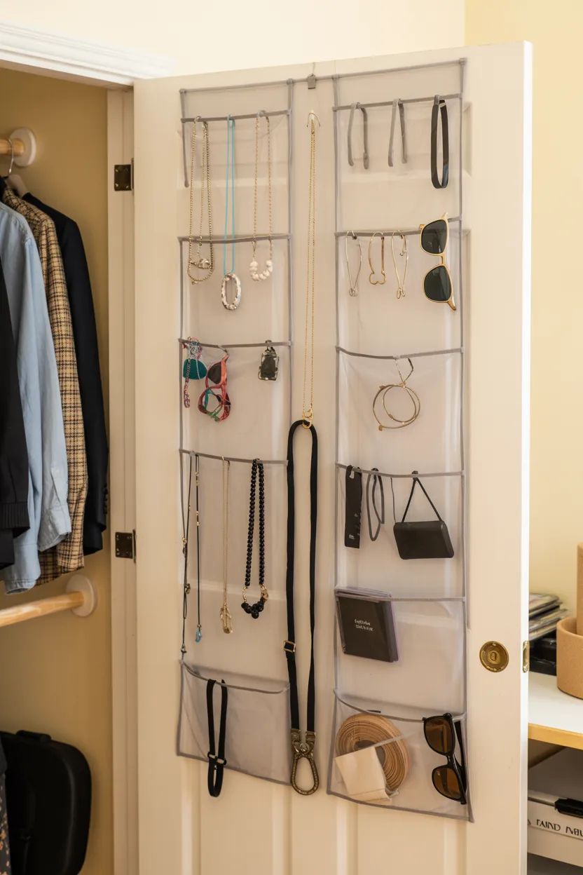 Organize Your Closet Door with a Jewelry and Accessory Holder