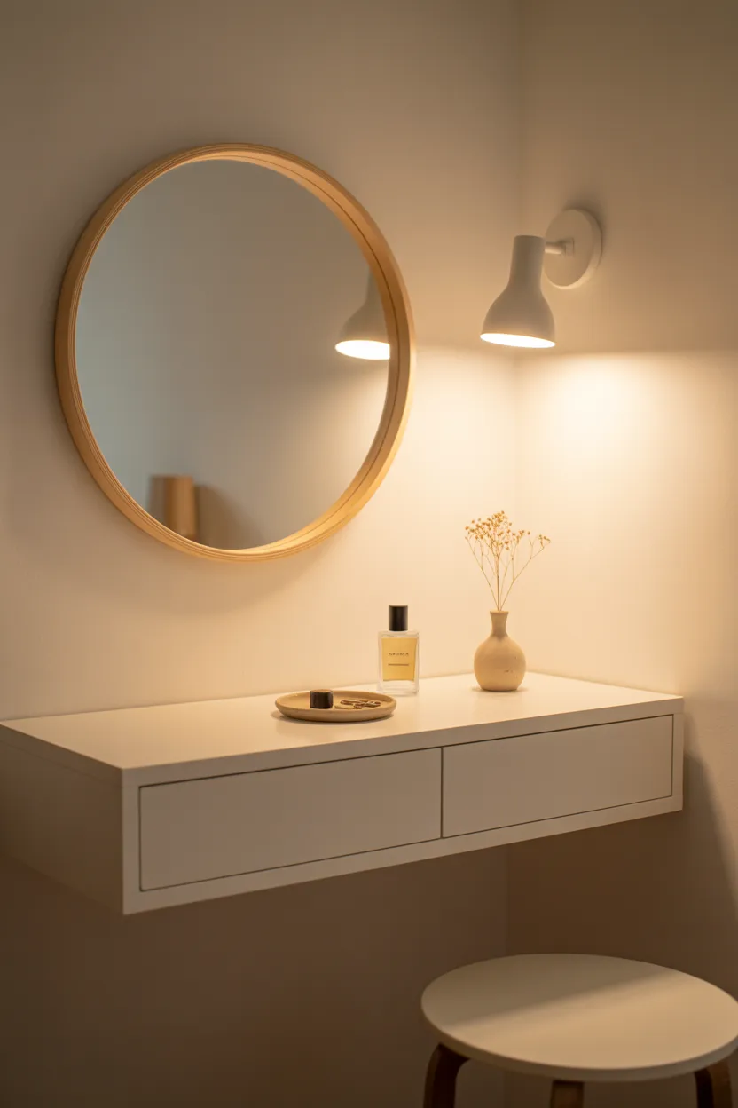  Scandi Minimalist Vanity With Dried Flowers