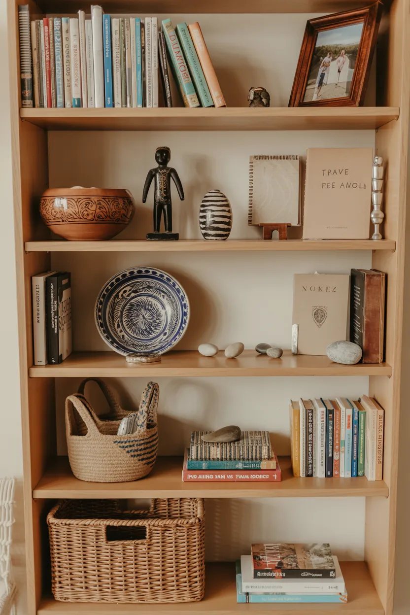 Shelf Styling With Personal Mementos and Travel Objects
