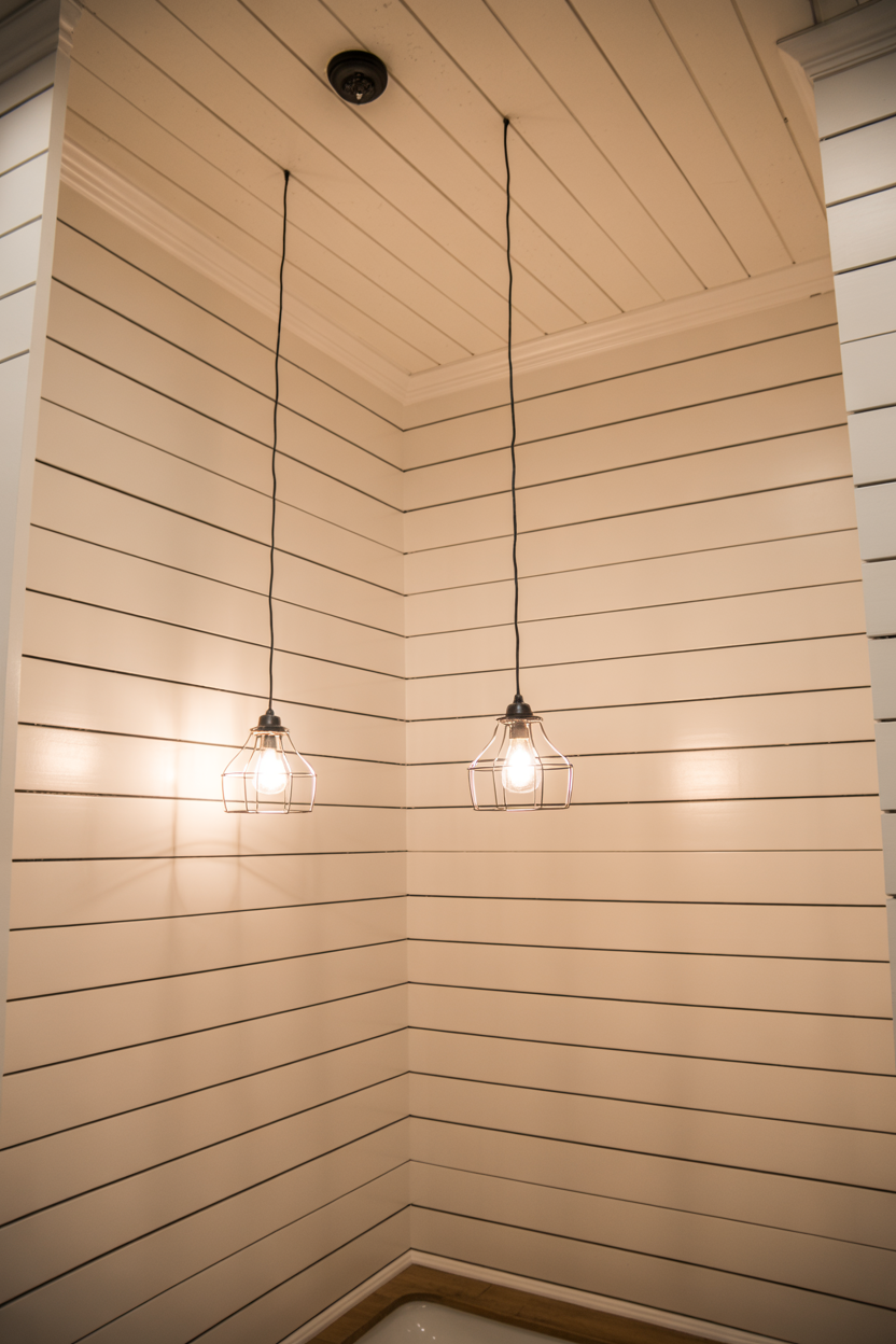 Shiplap Ceiling With Pendant Lights
