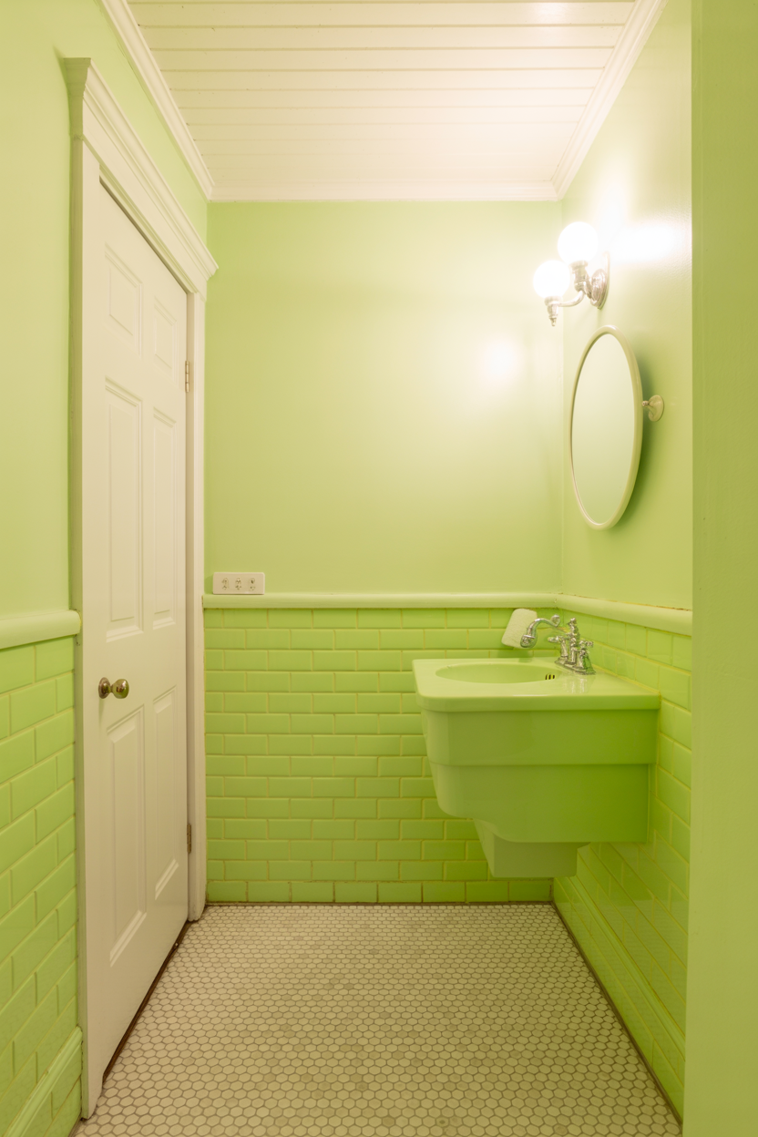 Soft Pistachio Green in Small Bathroom