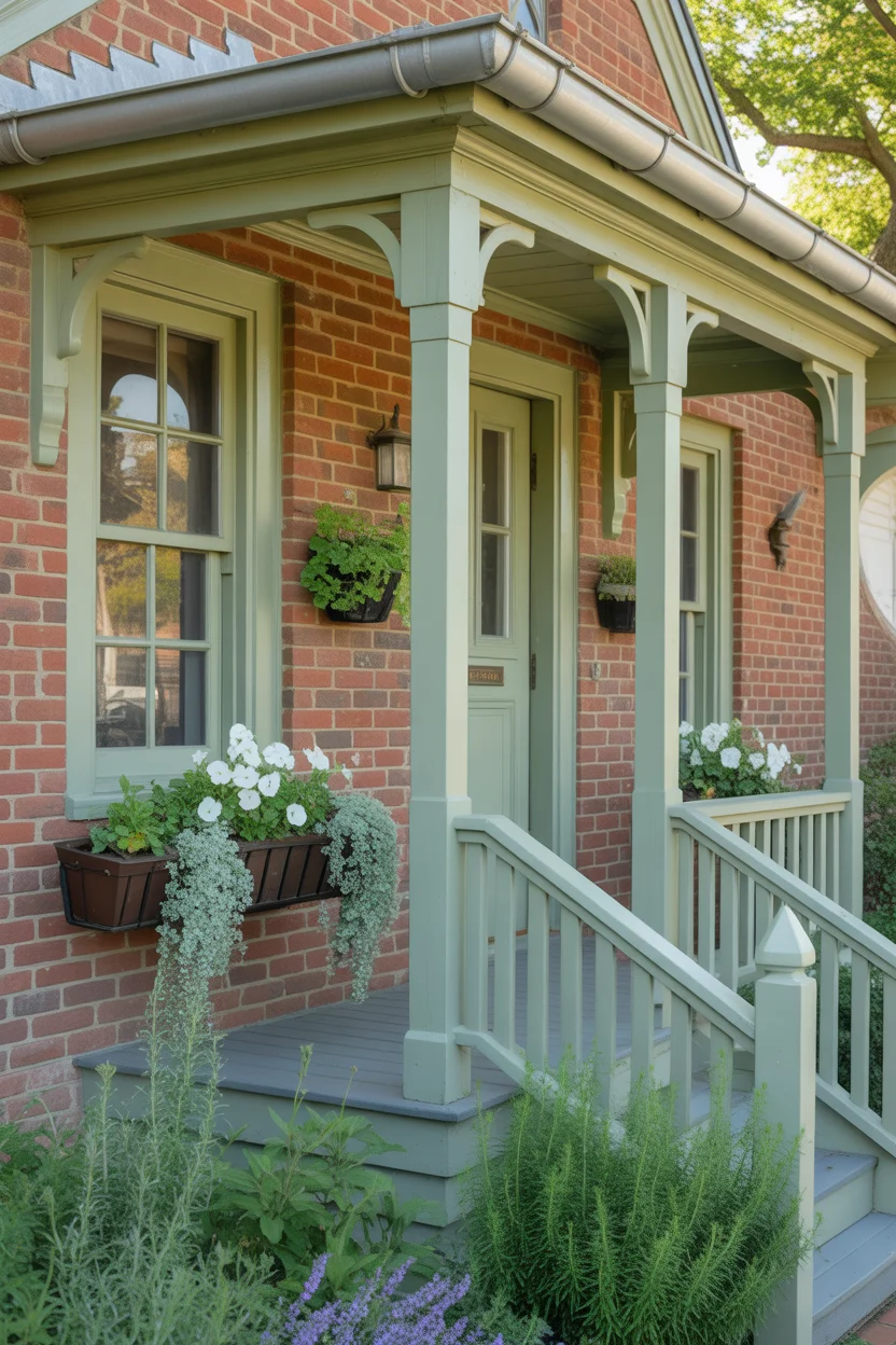 Soft Sage Green Trim With Warm White Accents