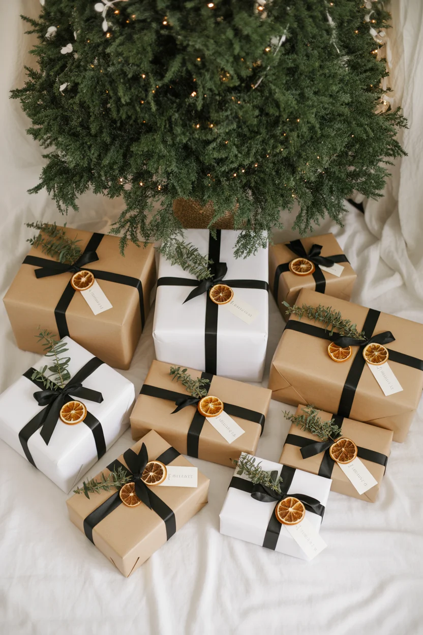 Stacked Gift Display Under the Tree