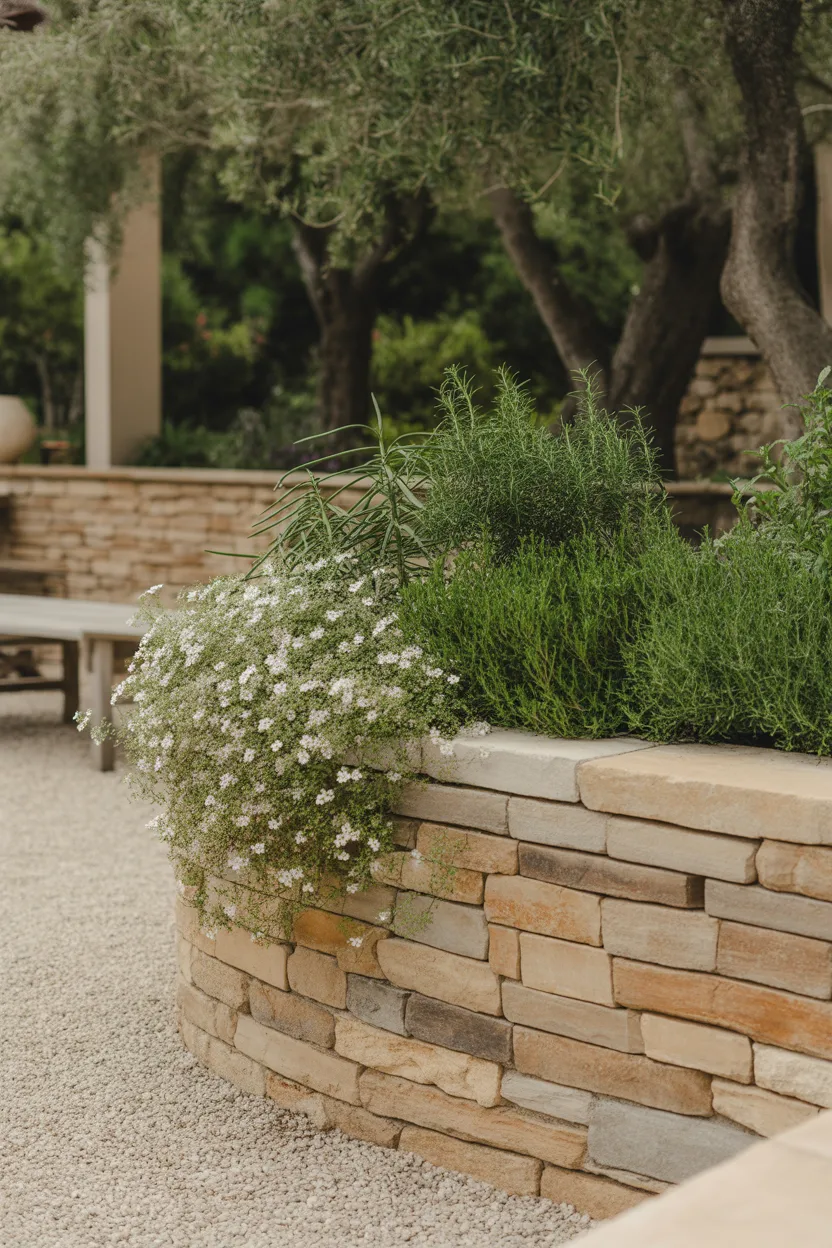 Stacked Stone Planter with Trailing Greenery