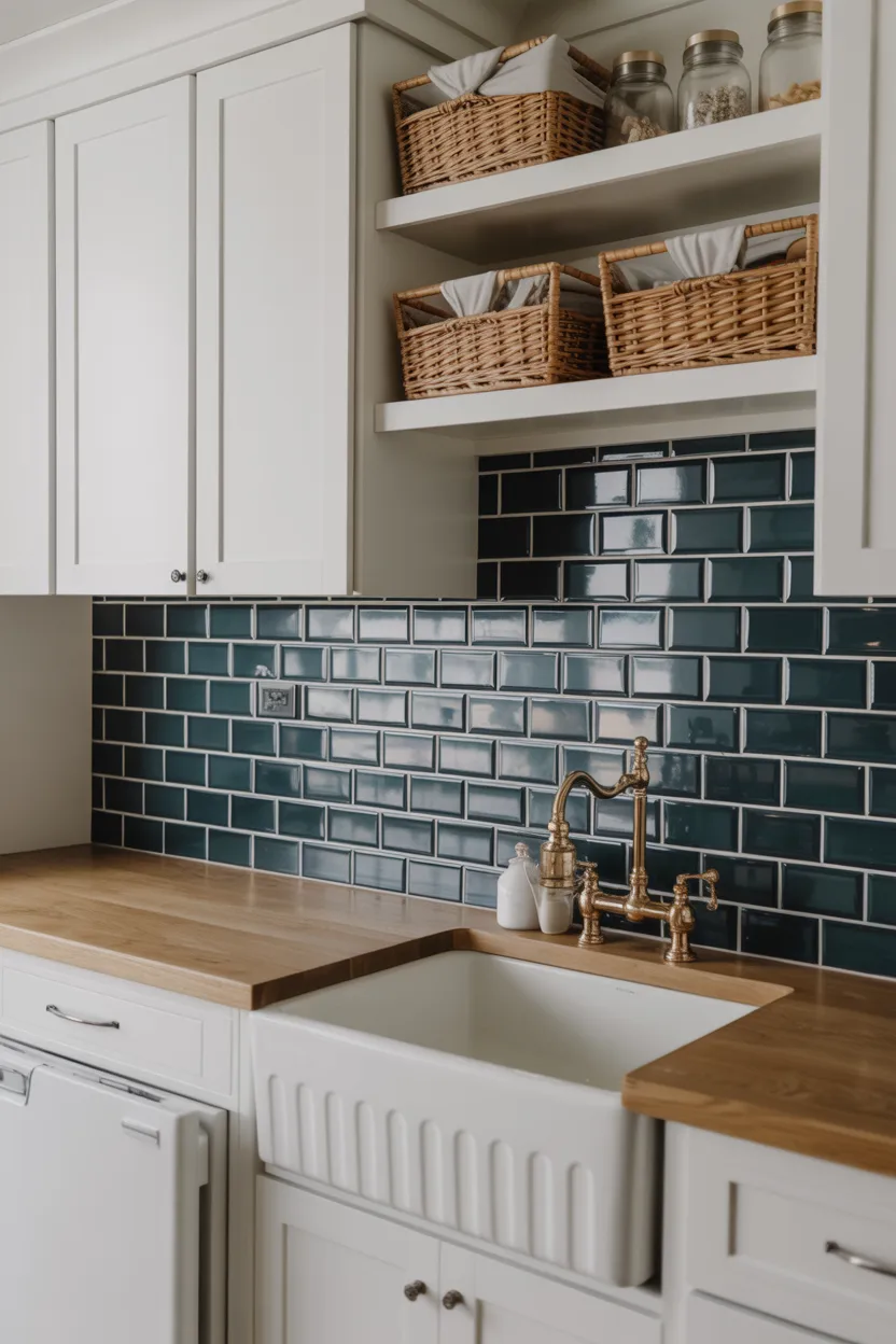 Subway Tile Backsplash With Dark Grout