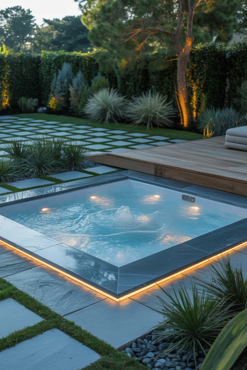 Sunken Jacuzzi With Natural Stone Surround