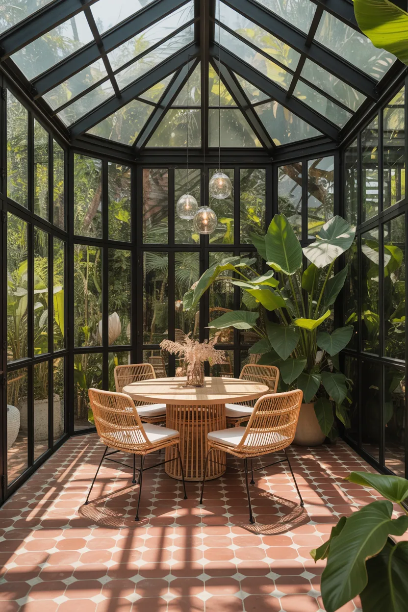 Sunroom Dining Nook With All-Glass Walls