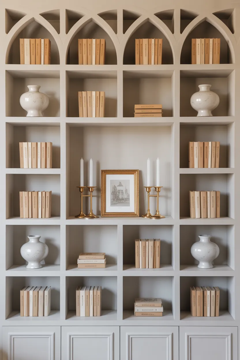 Symmetrical Shelf Styling for a Formal Look