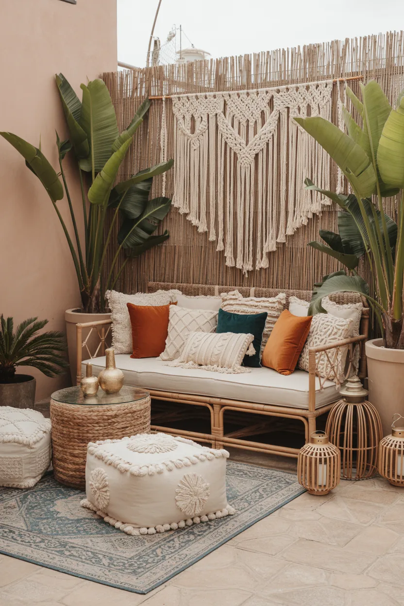 Bohemian Corner Lounge with Floor Cushions