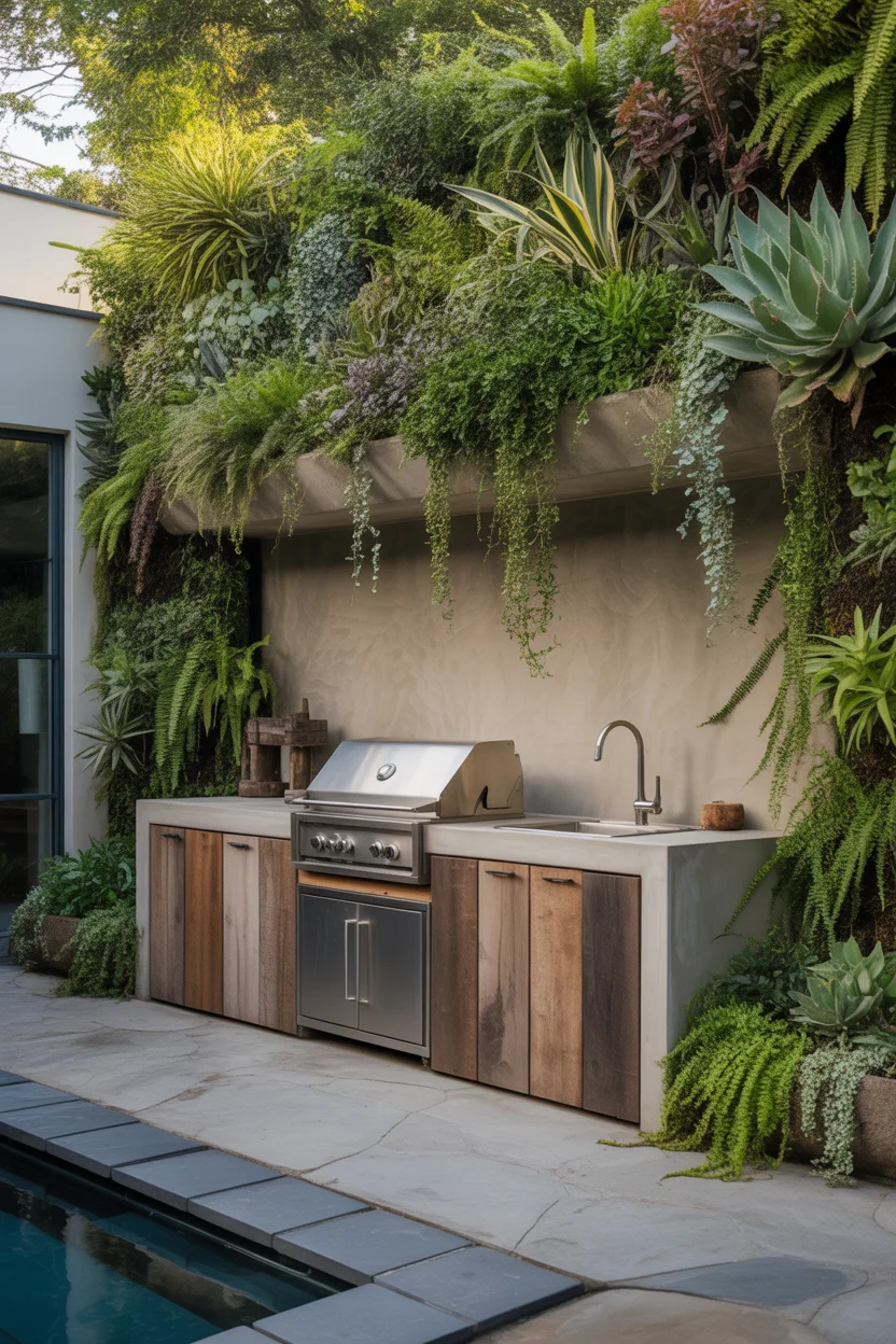 The Biophilic Outdoor Kitchen with Living Walls