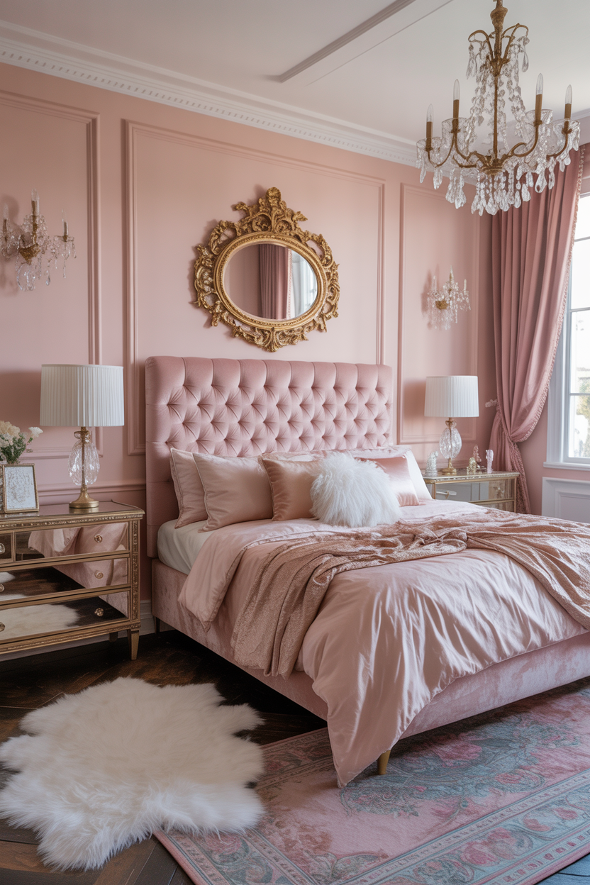 The Blush and Gold Glam Bedroom With Old Hollywood Flair