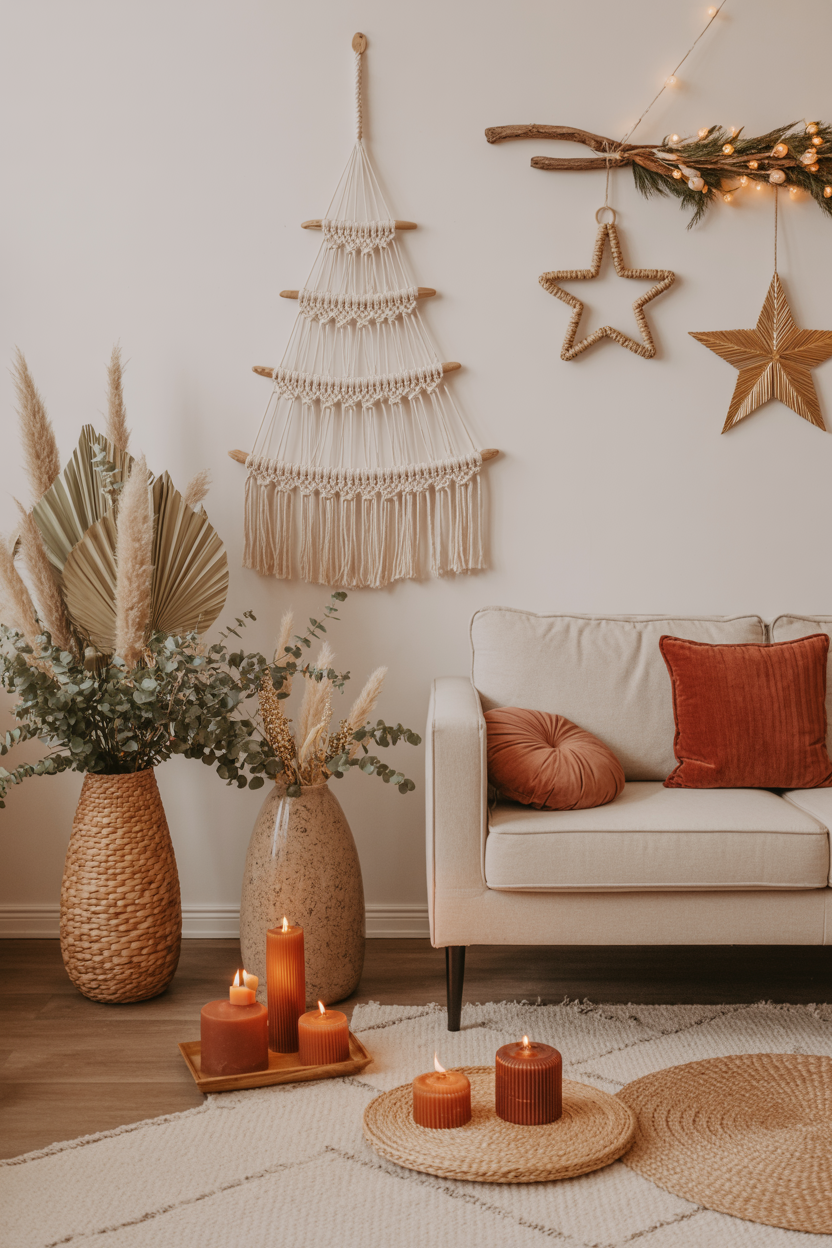 The Boho Christmas Living Room With Earthy Festive Spirit