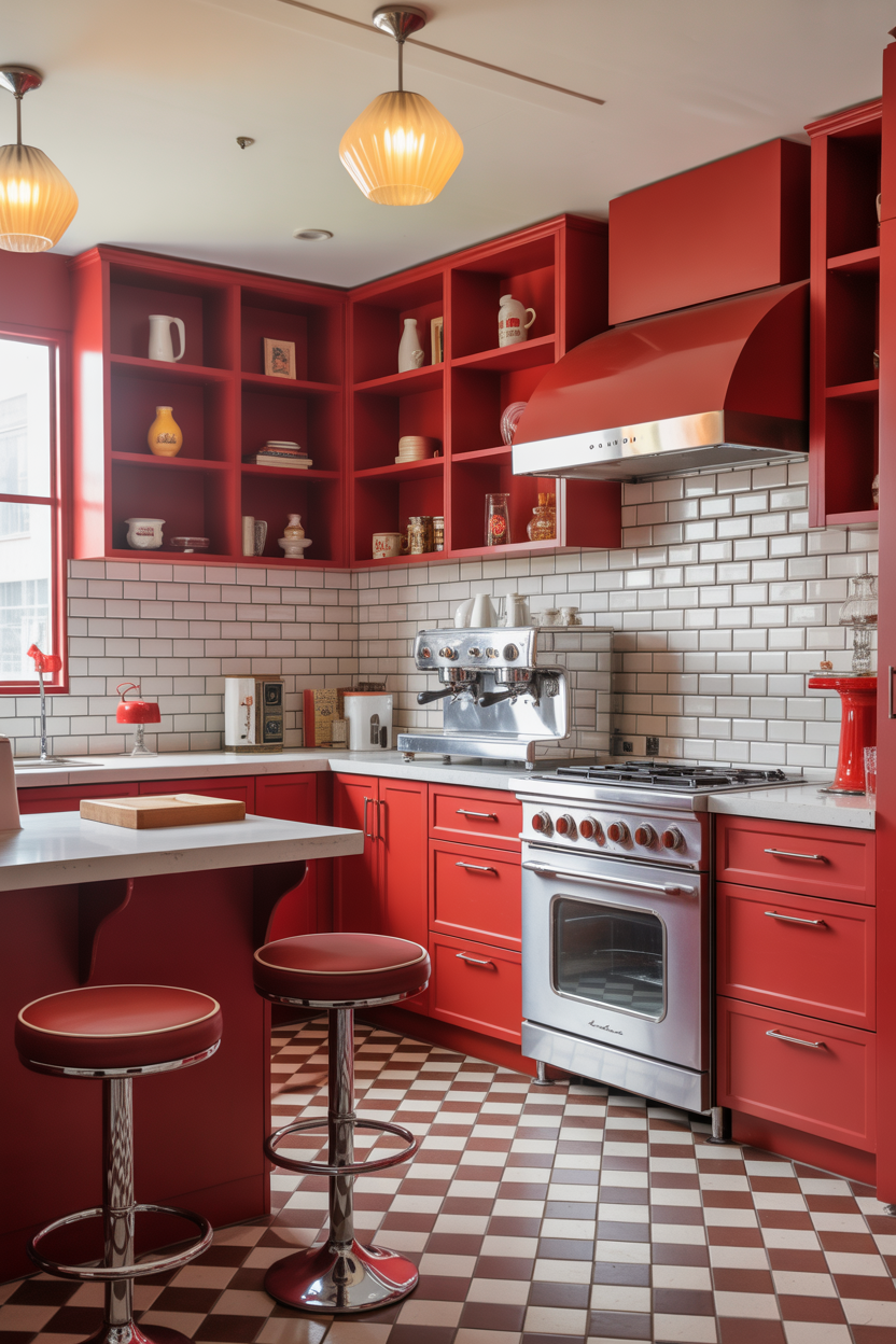 The Candy Apple Red Retro Kitchen With Italian Espresso Bar Energy