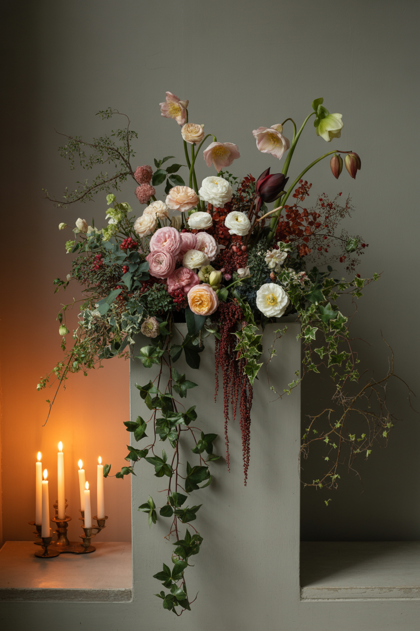  The Cascading Winter Arrangement With Baroque Grandeur