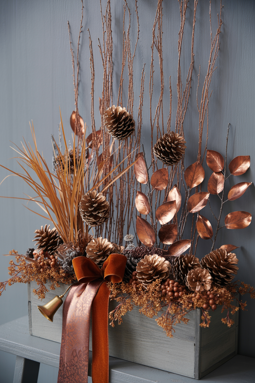 The Copper and Bronze Metallic Winter Window Box With Warm Shimmer