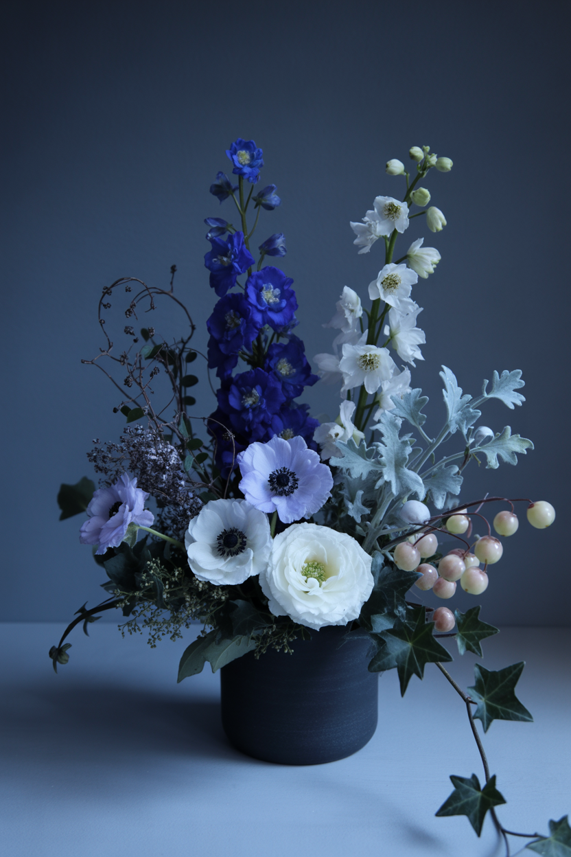 The Dark Garden Winter Arrangement With Moonlit Mystery