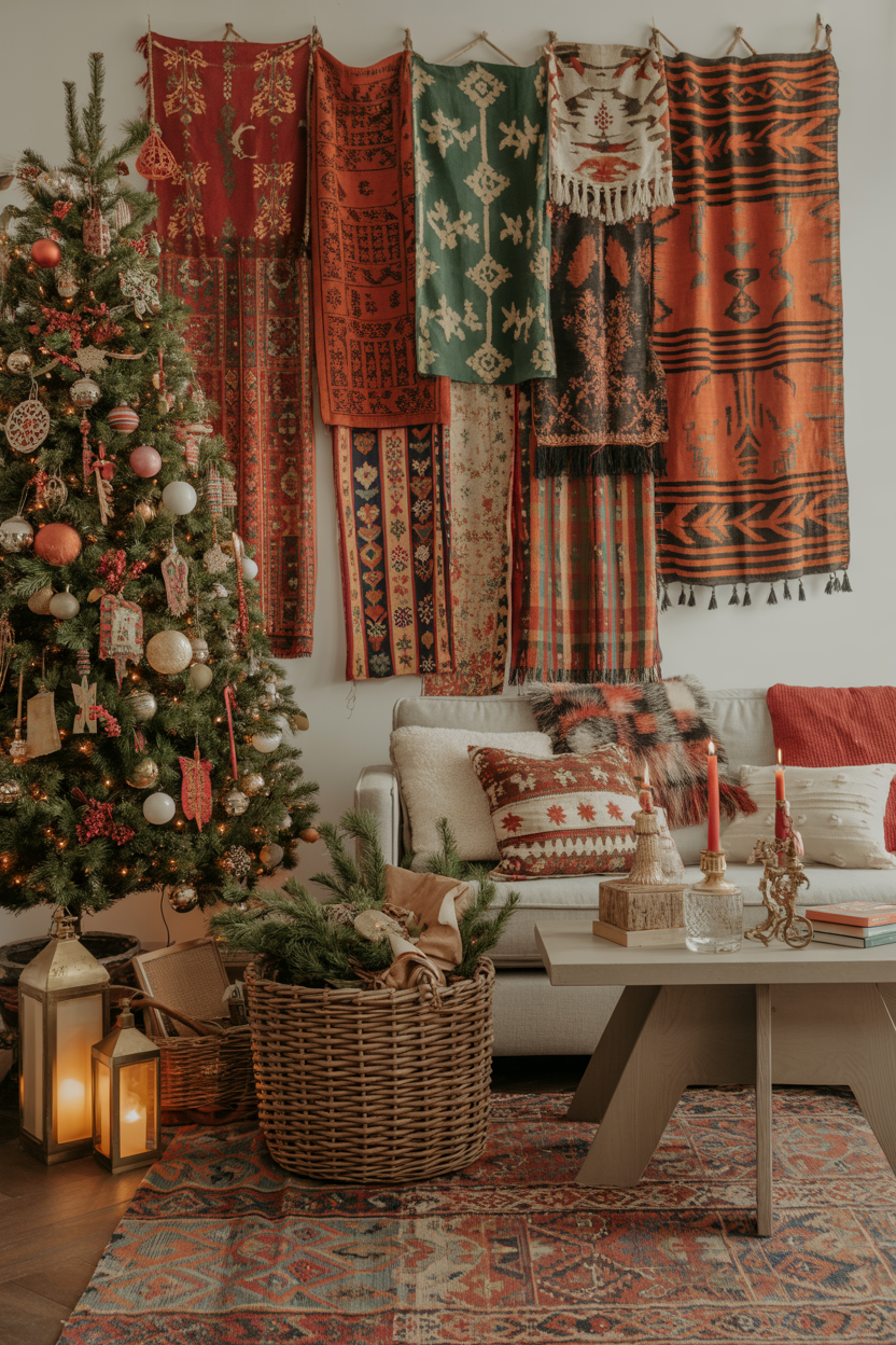 The Eclectic Collected Christmas Living Room With Global Inspiration