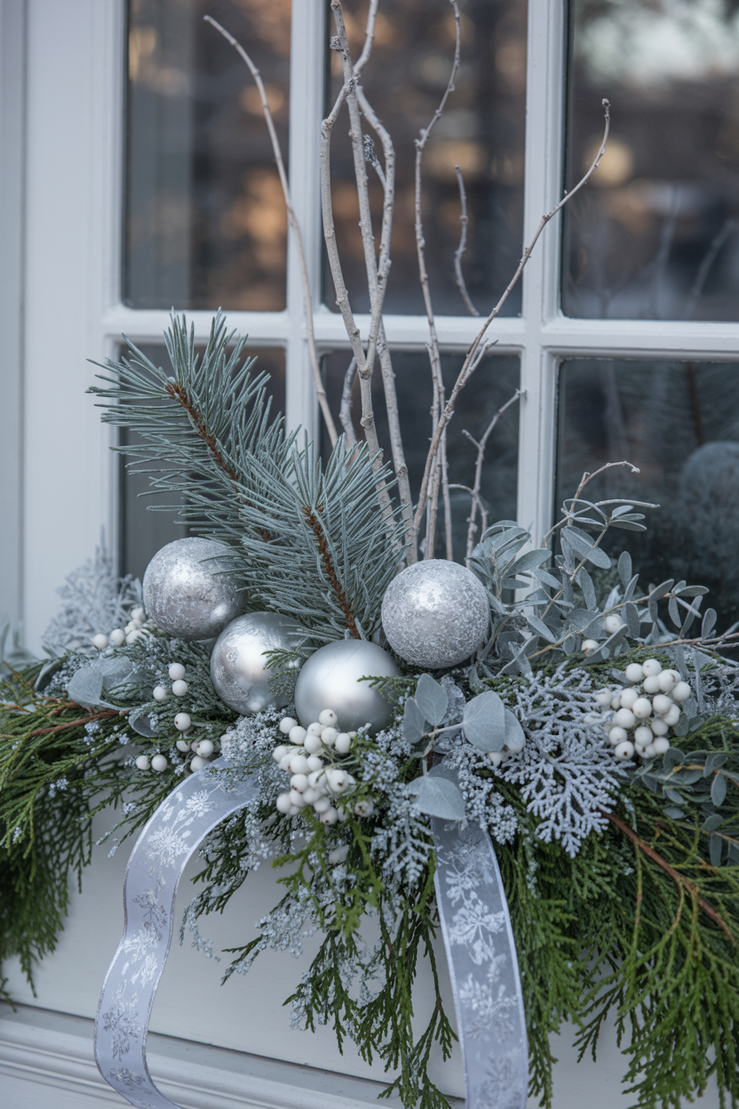 Winter Window Box Ideas The Frosted White and Silver Winter Window Box With Icy Elegance