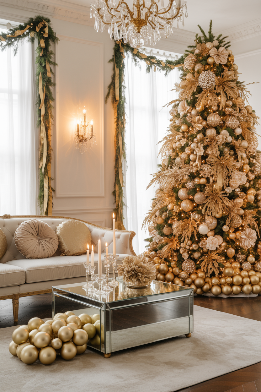 The Glamorous Hollywood Regency Christmas Living Room
