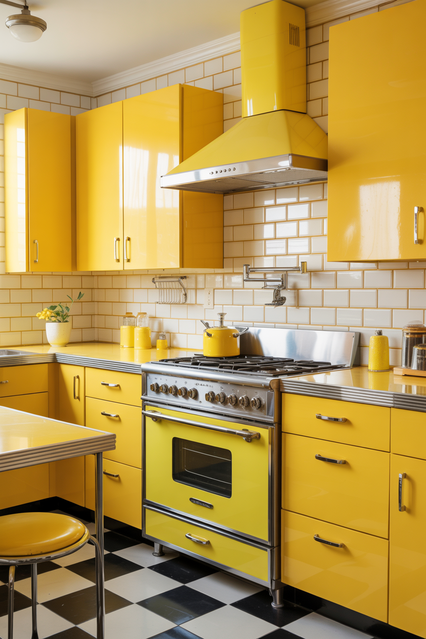 The Lemon Yellow Retro Kitchen With Sunshine and Chrome
